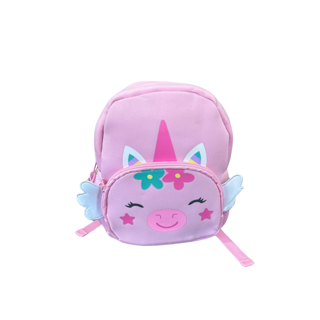 MOCHILA INFANTIL UNICORNIO ROSA – DISEÑO CON ALAS Y CARITA FELIZ